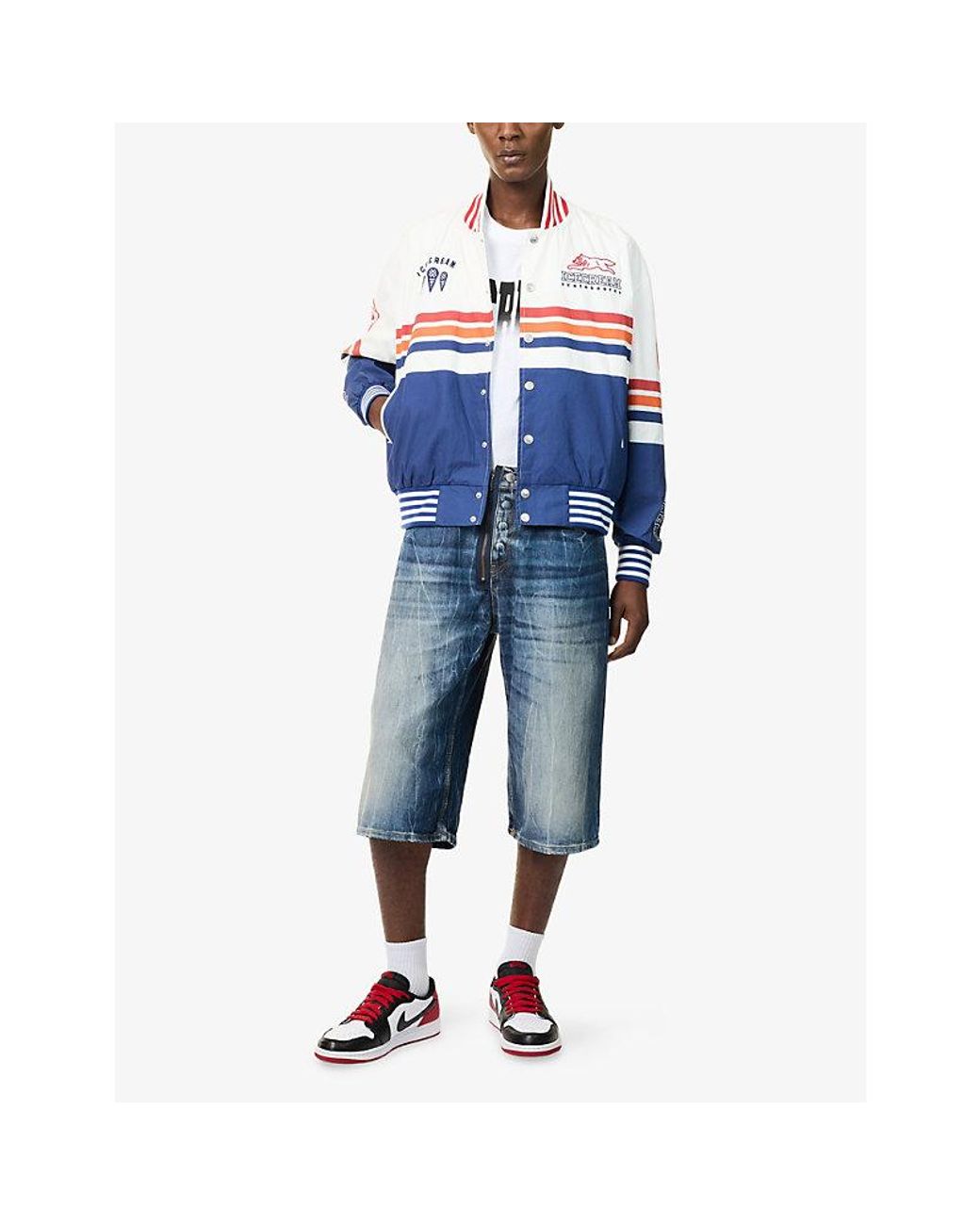 ICECREAM Blue Moto Logo-Print Cotton Bomber Jacket for men
