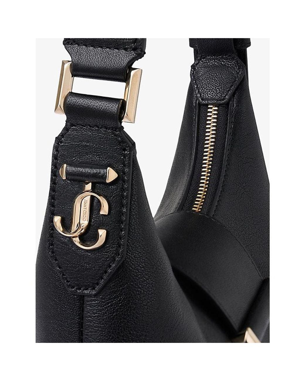 Jimmy Choo Black Bar Hobo Small Leather Shoulder Bag