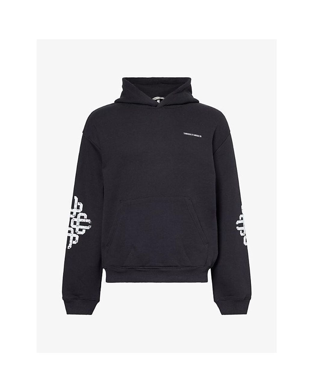 The Couture Club Blue Logo-Print Kangaroo-Pocket Cotton Hoodie for men
