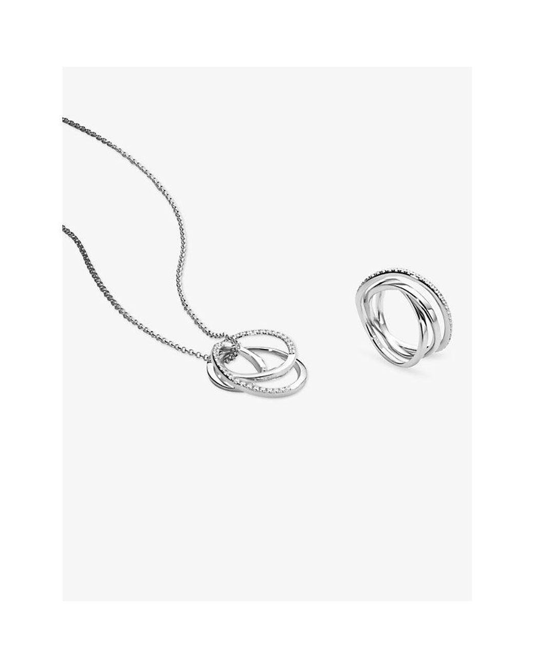 Sif Jakobs Metallic Spirale Sterling- And Cubic Zirconia Necklace