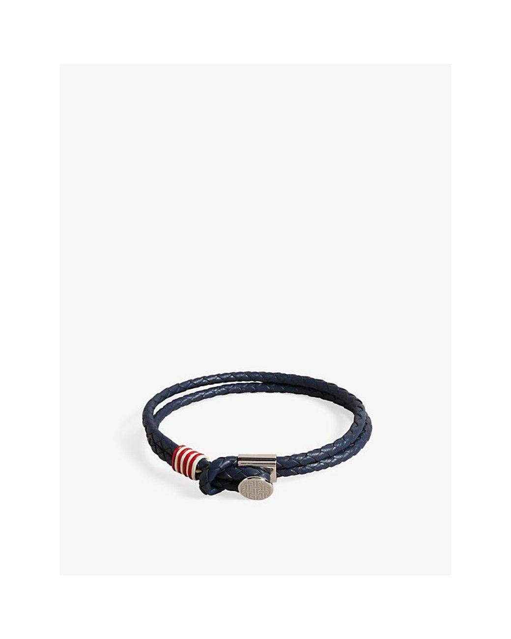 Ted Baker Duran Braided Leather Bracelet In Blue | ModeSens