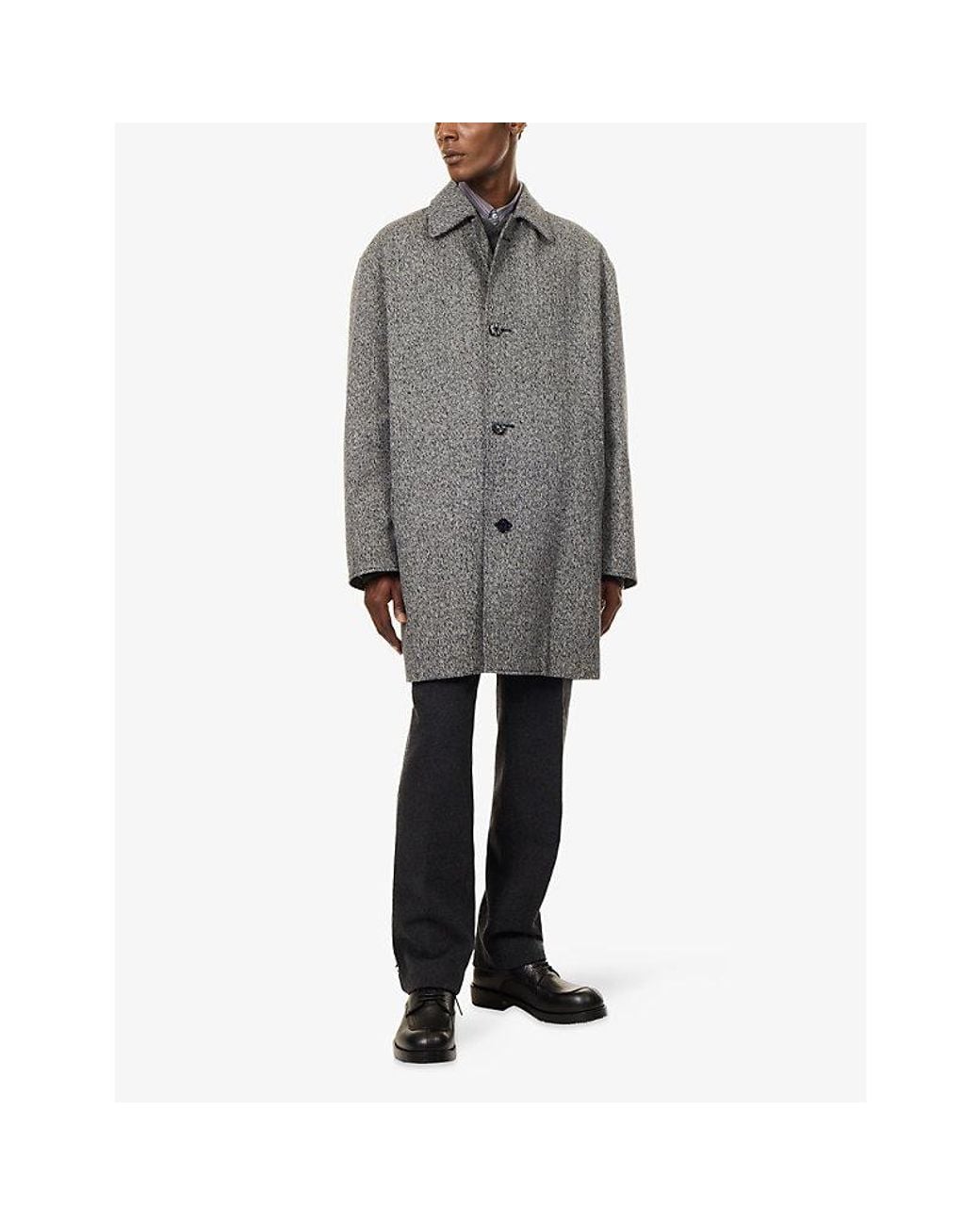Marni Gray Point Collar Wool-Blend Coat for men