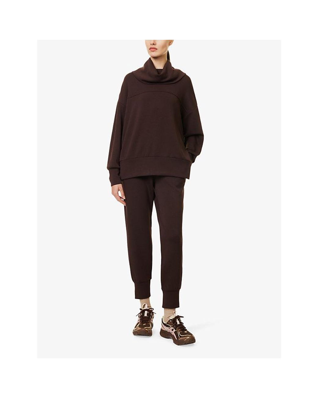 Varley Brown Slip-Pocket Elasticated-Waistband Stretch-Jersey Jogging Bottoms