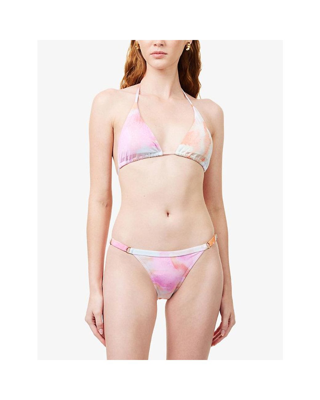 Gracejacob Pink Lucia Marble Bikini Bottom