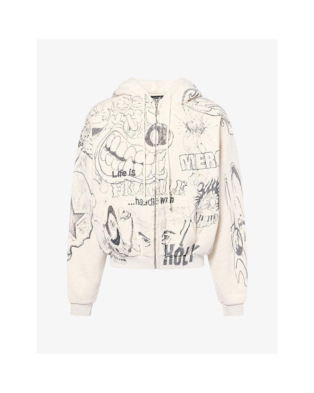 HELLSTAR White Graffiti Zip Cotton-Jersey Hoody for men