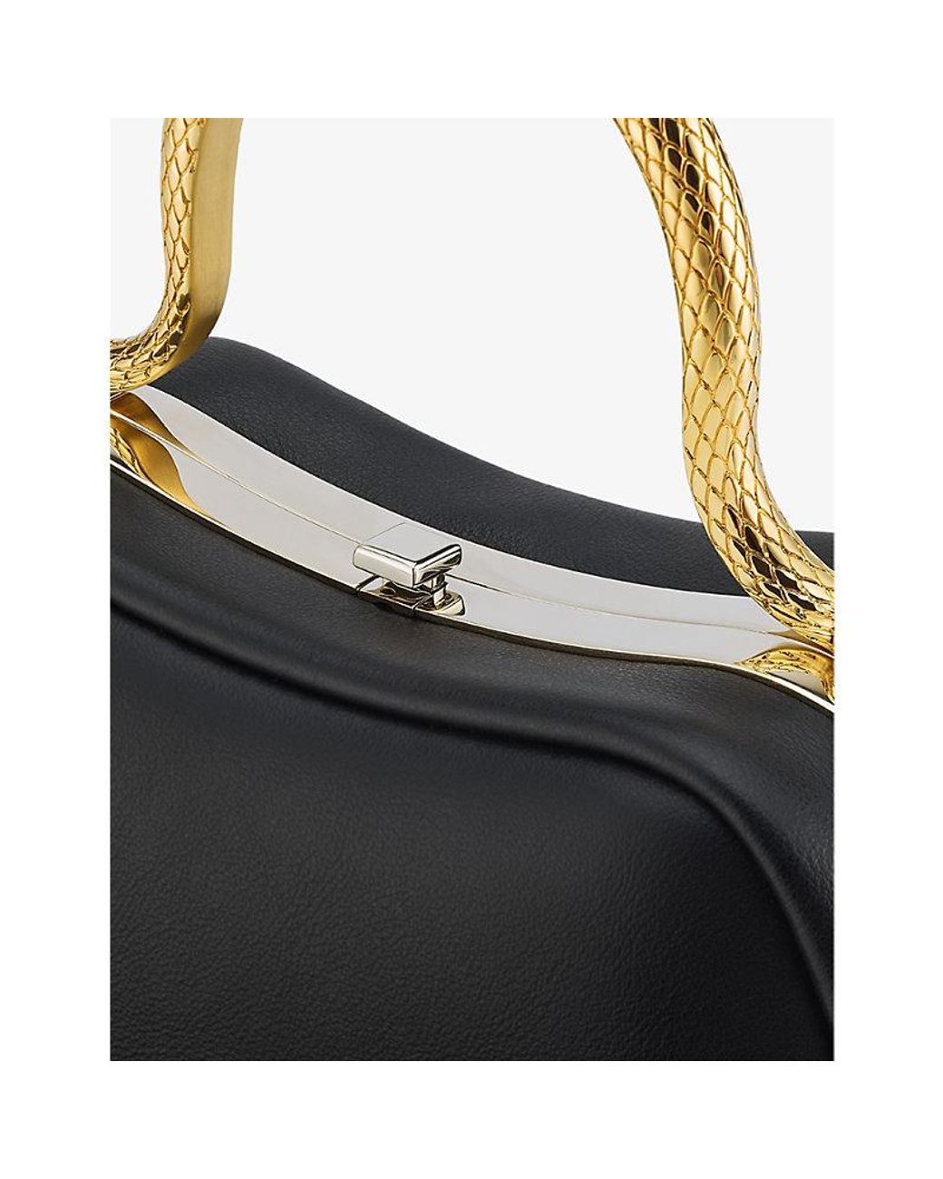 BVLGARI Black Serpentine Mini Leather Top-Handle Bag