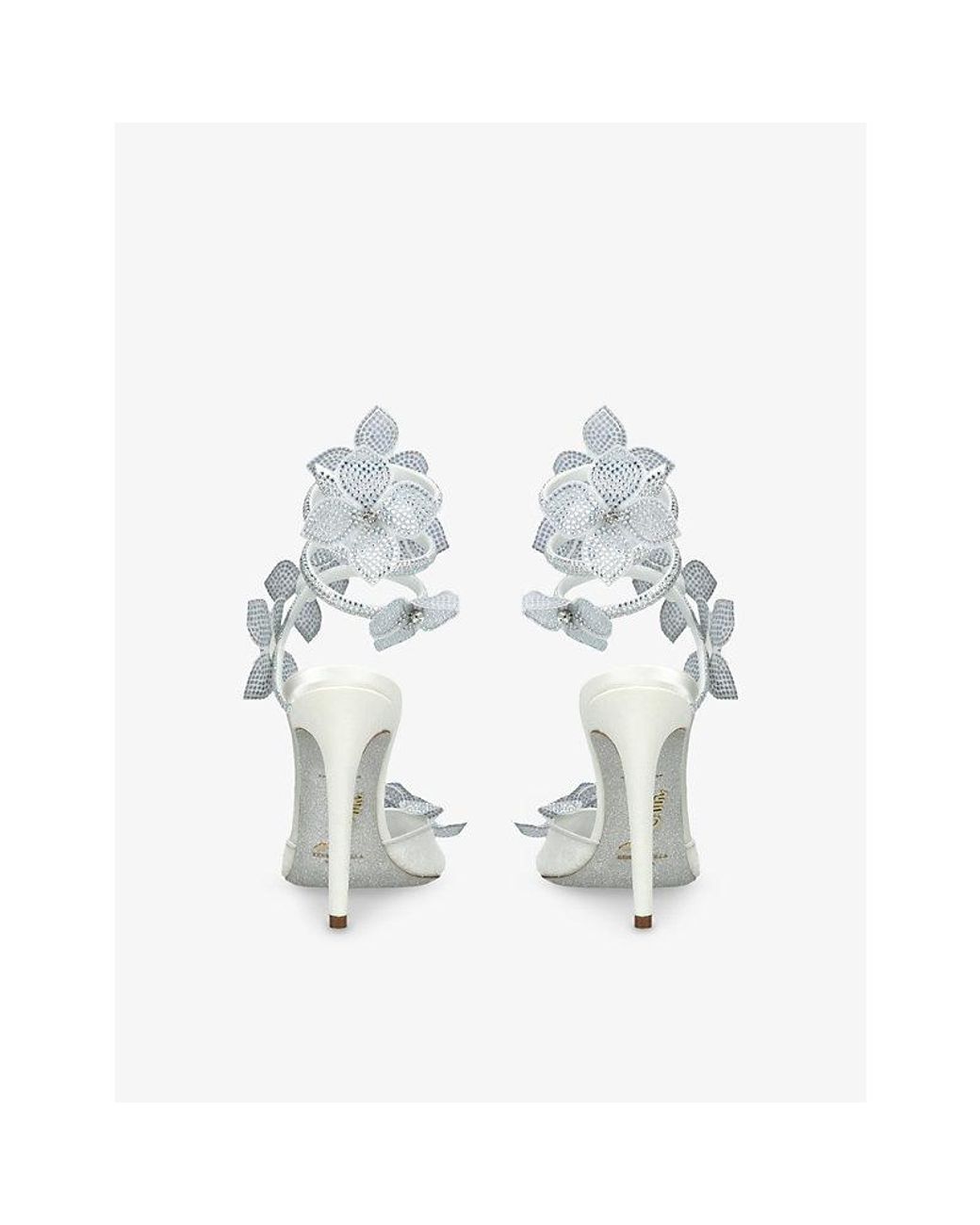 Rene Caovilla White Floriane 105 Embellished Heeled Sandals