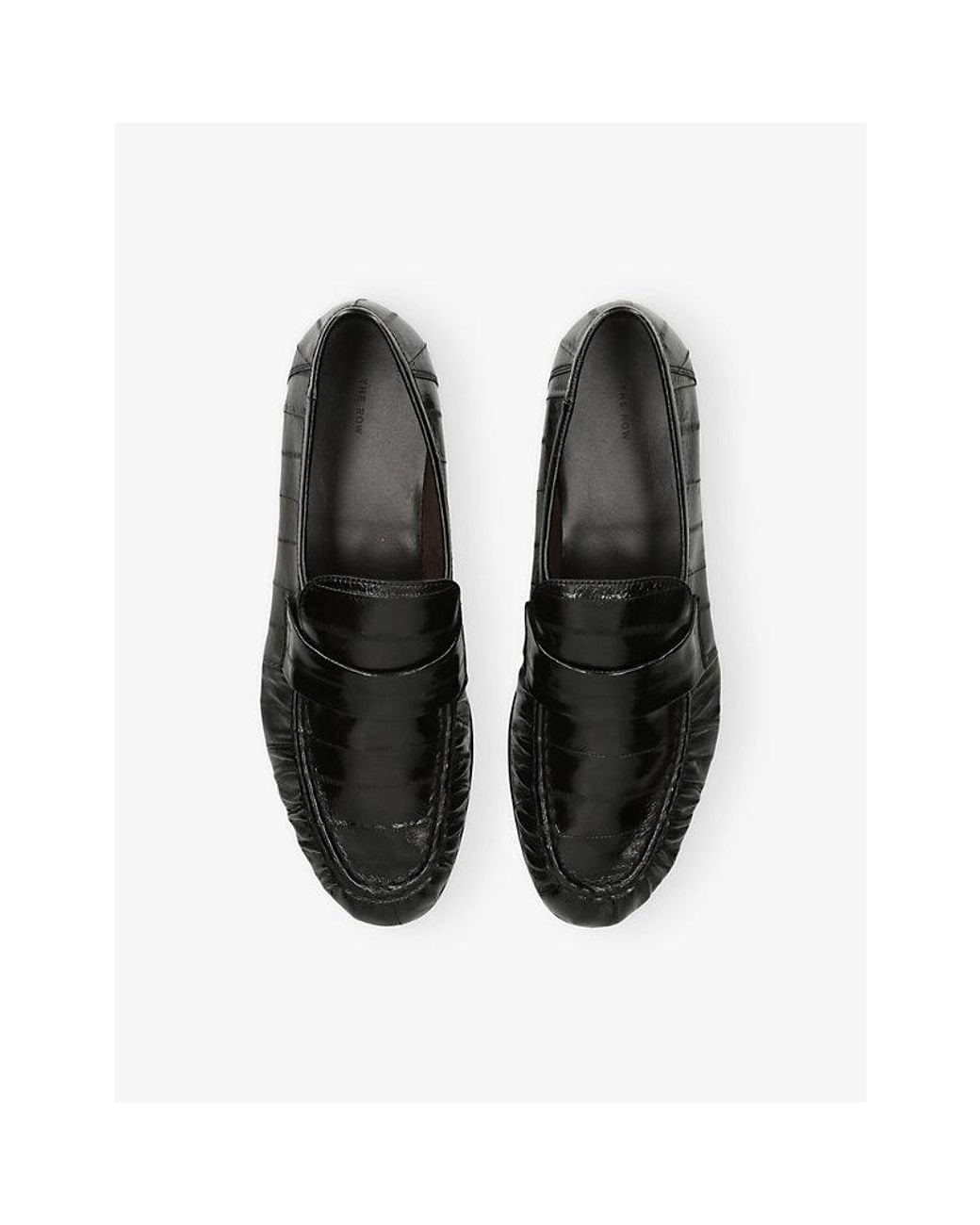 The Row Black Soft Eel Leather Loafers for men