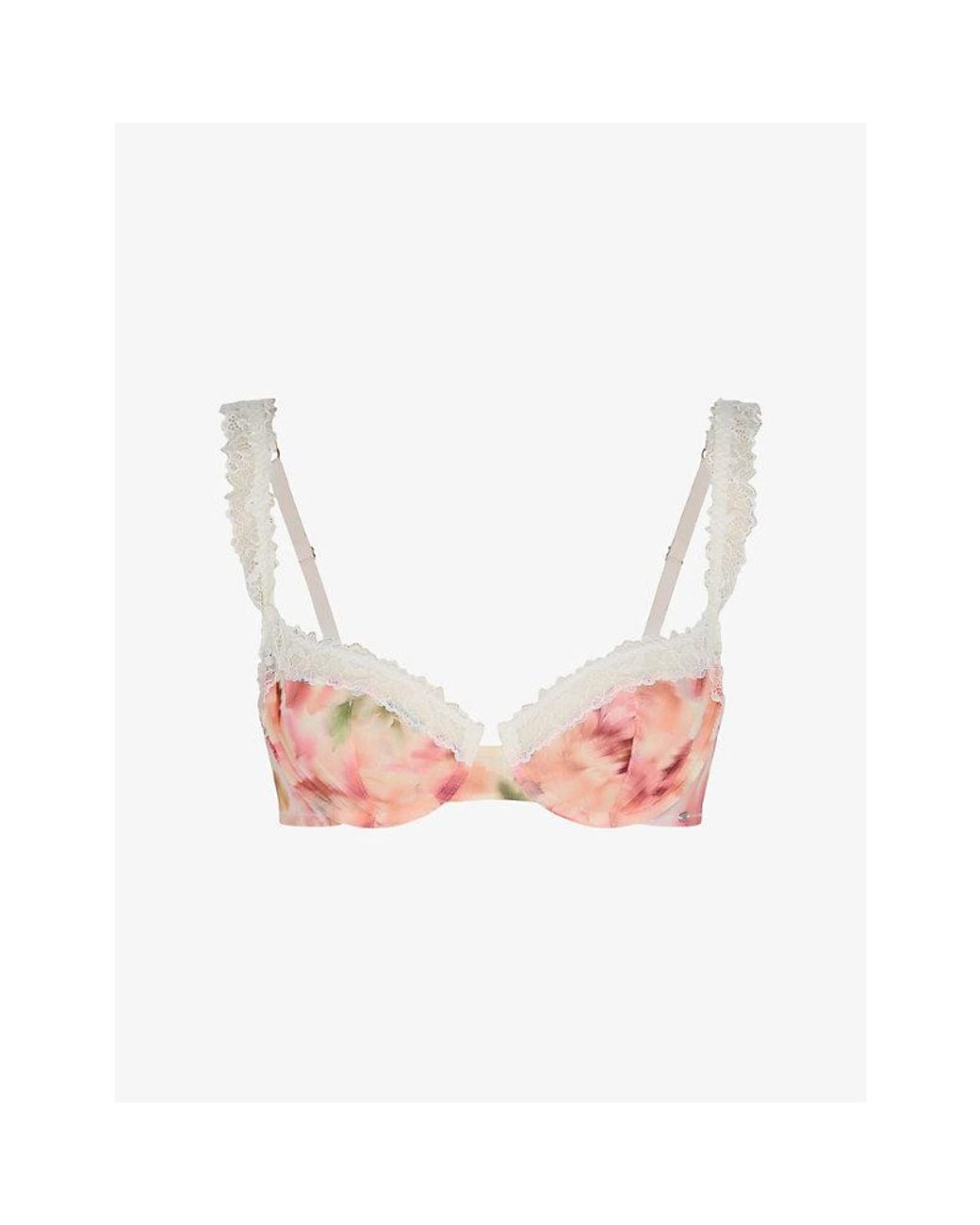 Savage x Fenty Pink Bare Flower Unlined Balconette Mesh Bra