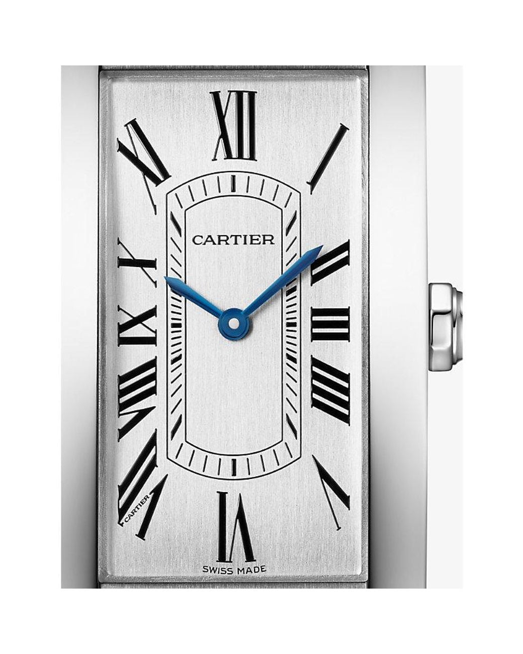 Cartier Blue Crwsta0102 Tank Americaine Large And Leather Mechanical Watch