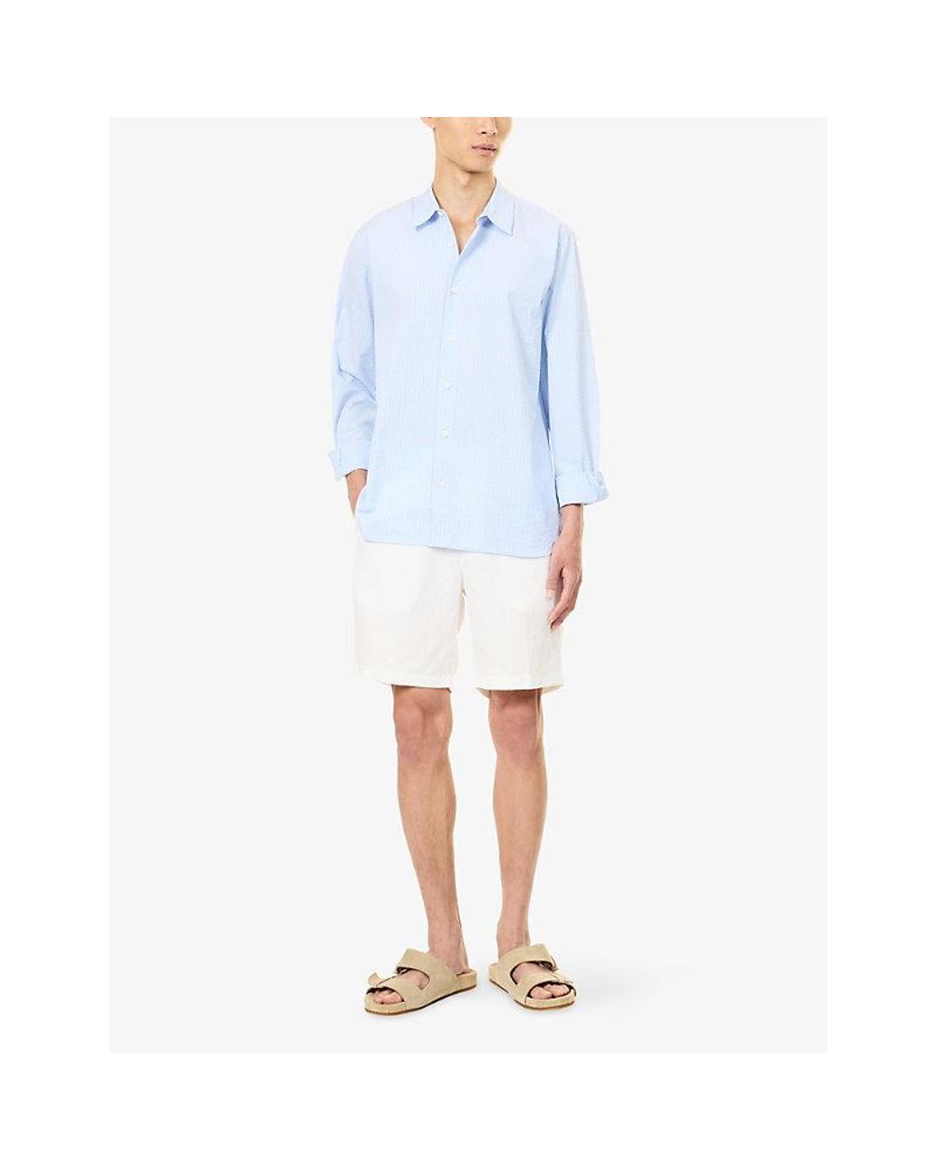 Orlebar Brown Blue Justin Striped Cotton Shirt for men