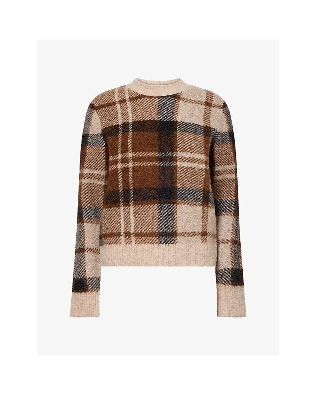 Barbour Brown Glendyn Tartan Knitted Jumper
