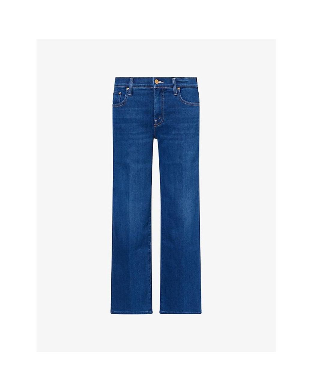 Mother Blue Mid-Rise Rambler Zip Flood Denim Jeans