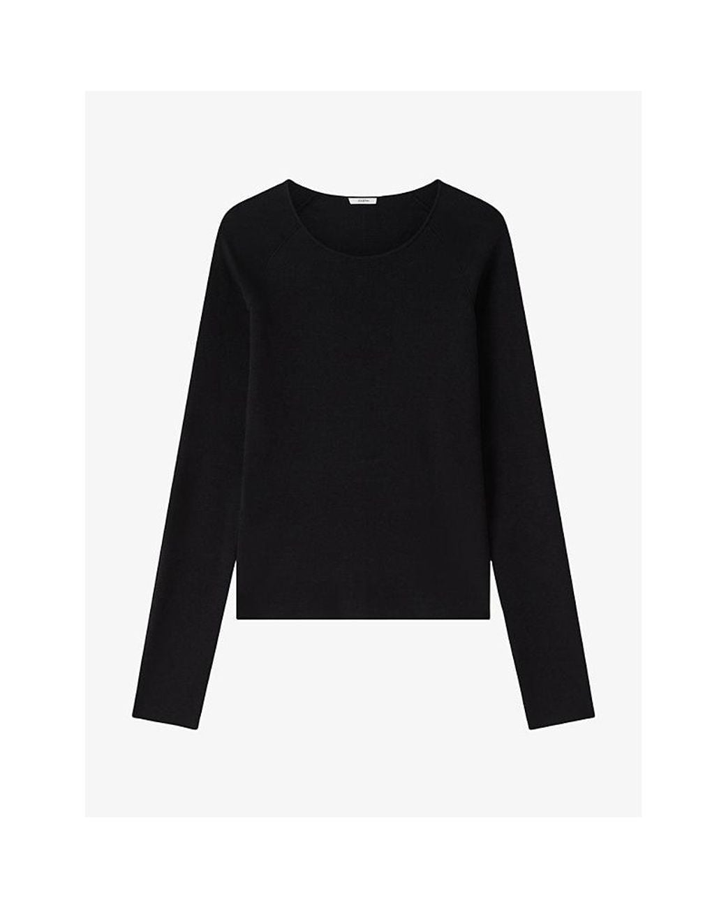 Joseph Black Nali Scoop-Neck Long-Sleeve Silk Top
