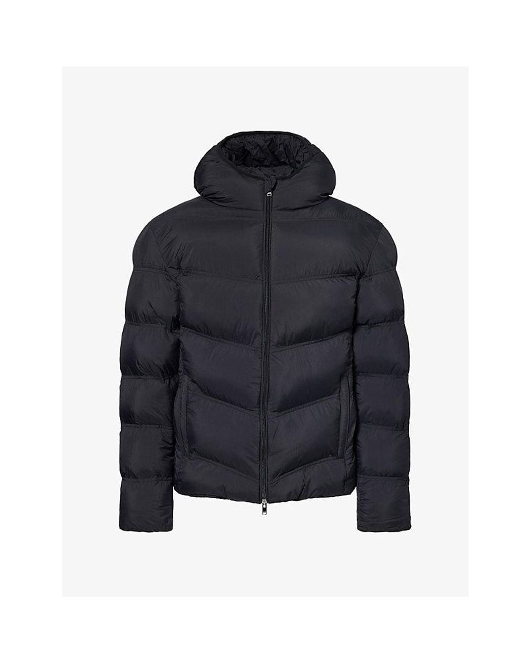 Arne Blue Chevron Hooded Nylon Puffer Jacket for men
