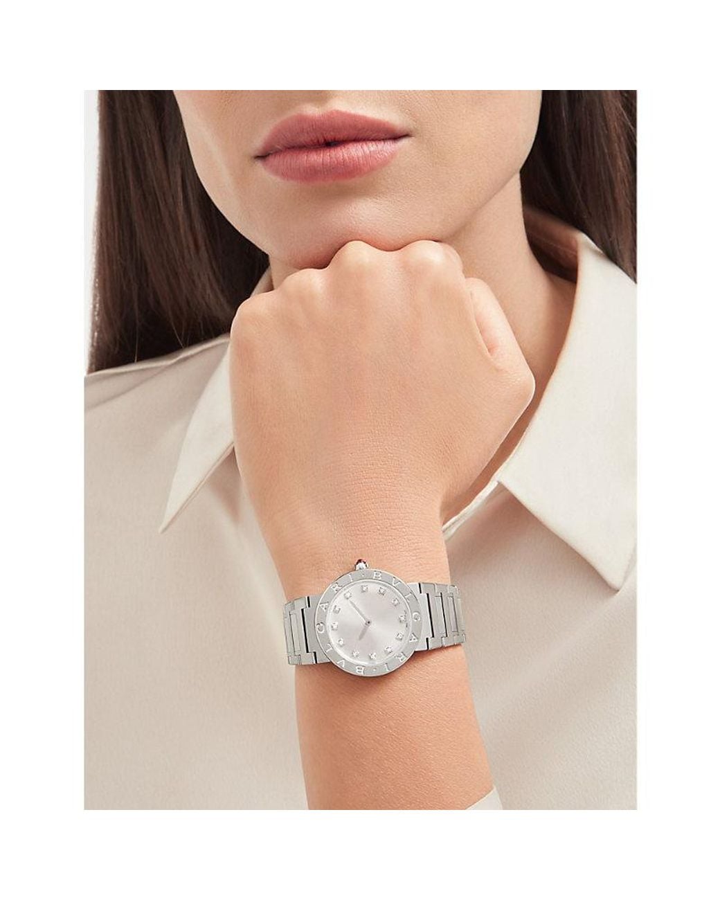 BVLGARI Metallic Stainless-Steel And Diamond Quartz Watch