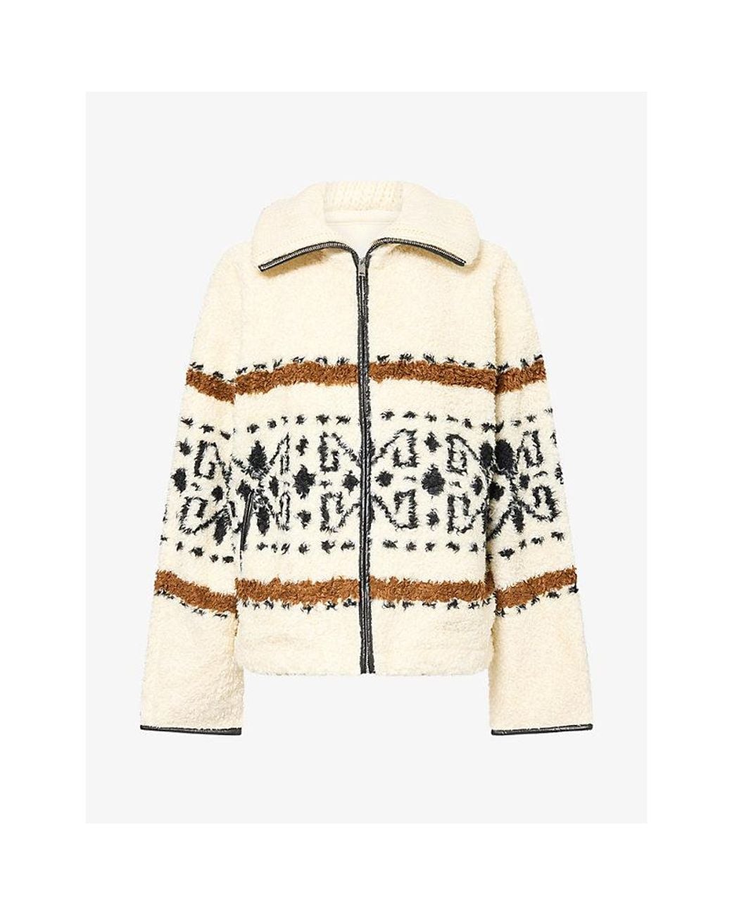 Isabel Marant Natural Lijka Patterned Fleece Jacket