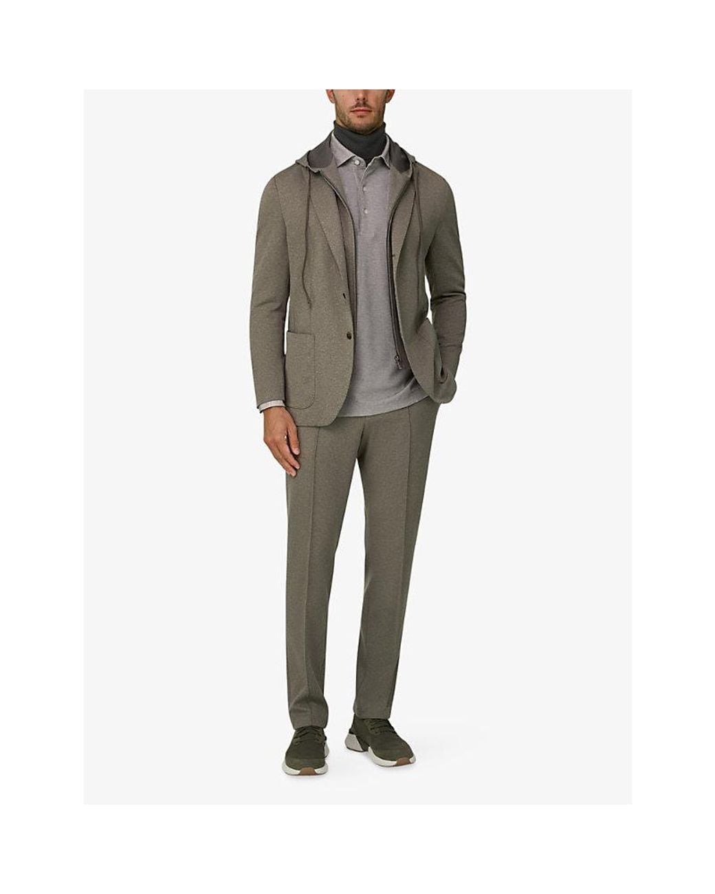 Boggi Green Tailored Removable-Bib Stretch Cotton-Blend Blazer for men