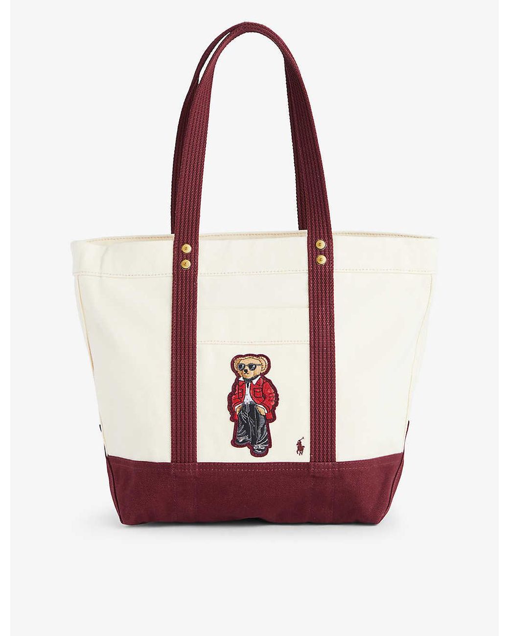 Polo Ralph Lauren Bear-embroidered Top-handle Cotton Tote Bag | Lyst UK