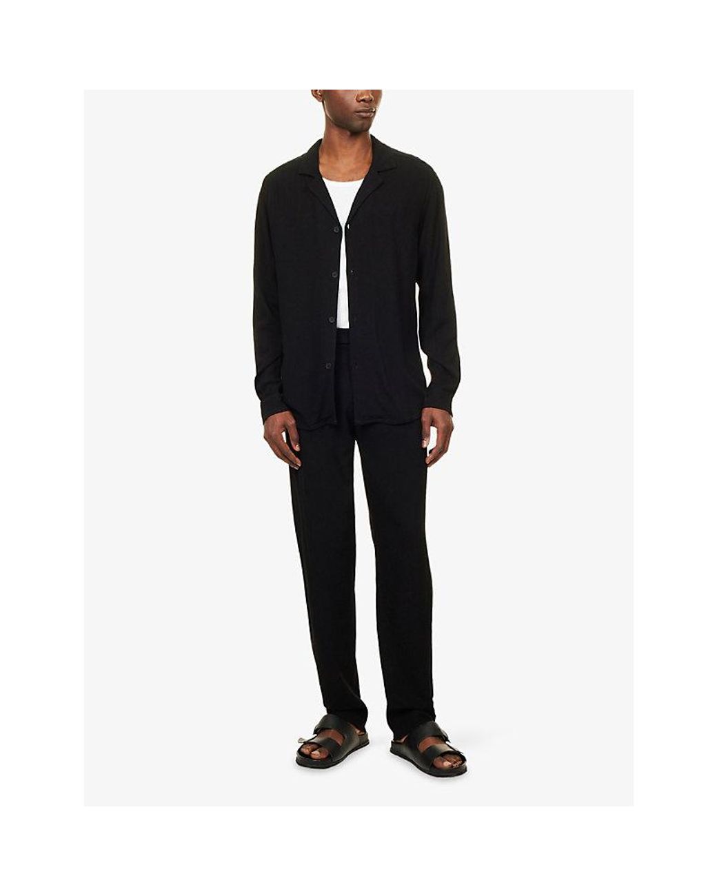 Raith Black Cami Relaxed-Fit Linen Trousers for men
