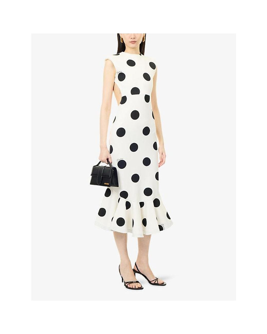 Jacquemus White Palmier Polka Dot-Print Jersey Midi Dress
