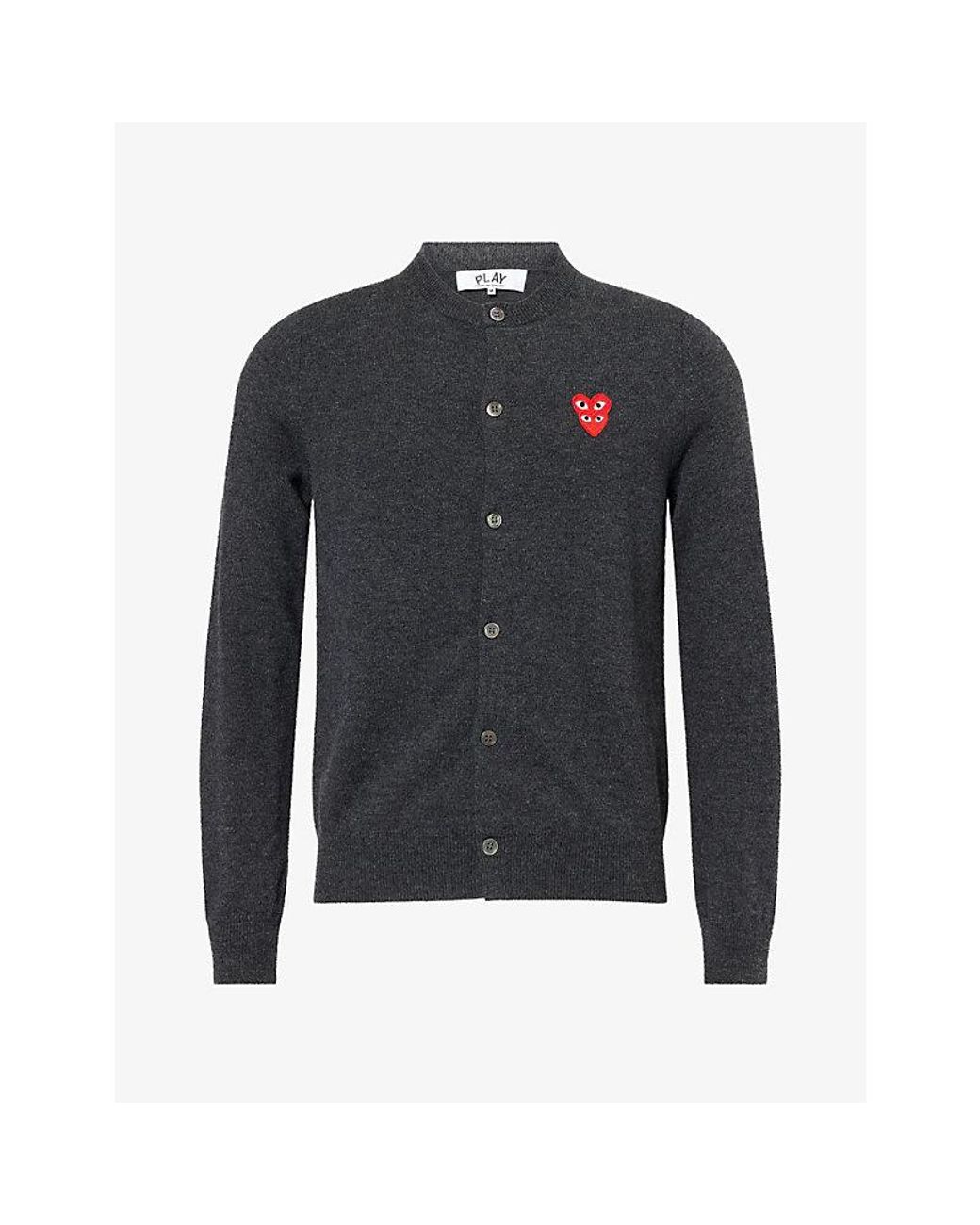 COMME DES GARÇONS PLAY Blue Double Heart Wool Knit Cardigan for men