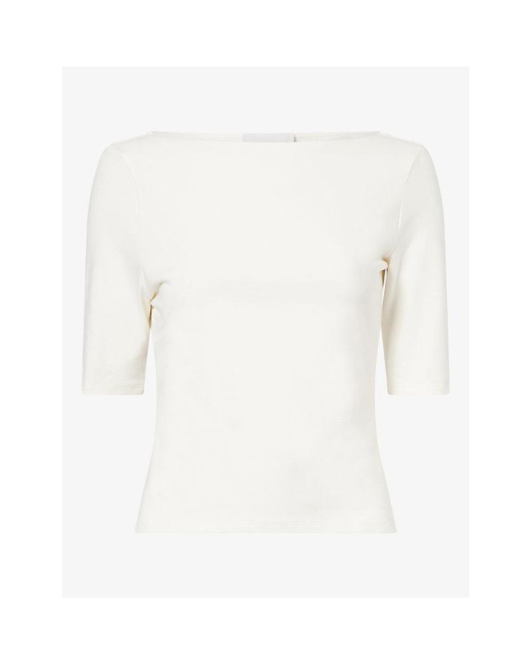 Reformation White Santino Boat-Neck Stretch-Cotton Top