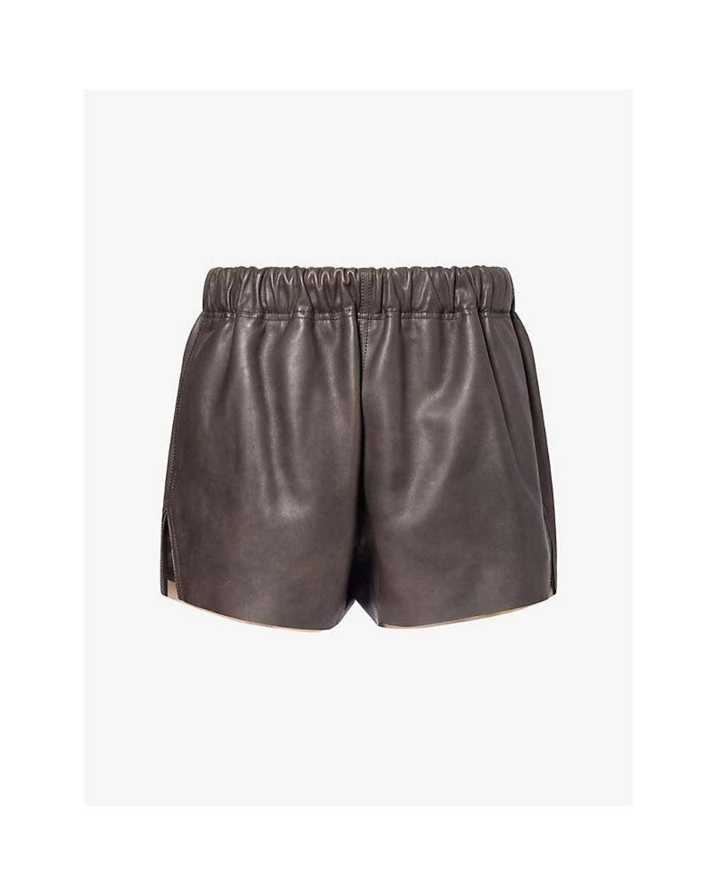Rick Owens Gray Elasticated-Waist Leather Shorts