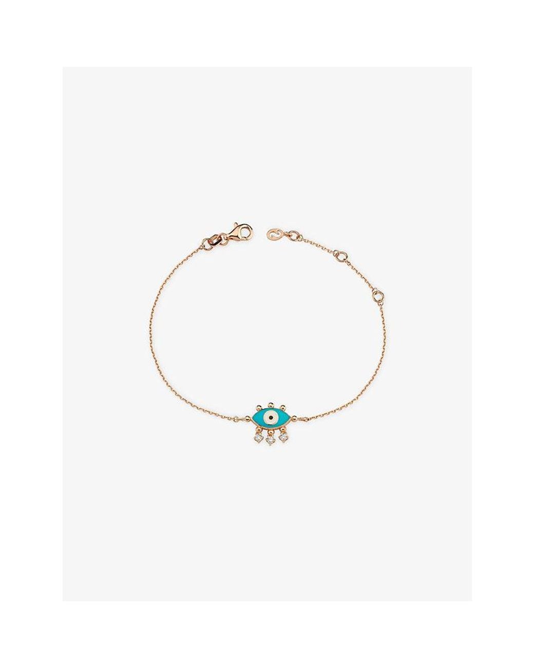 La Maison Du Couturier White Selda Evil Eye 14Ct Rose- And Diamond Bracelet