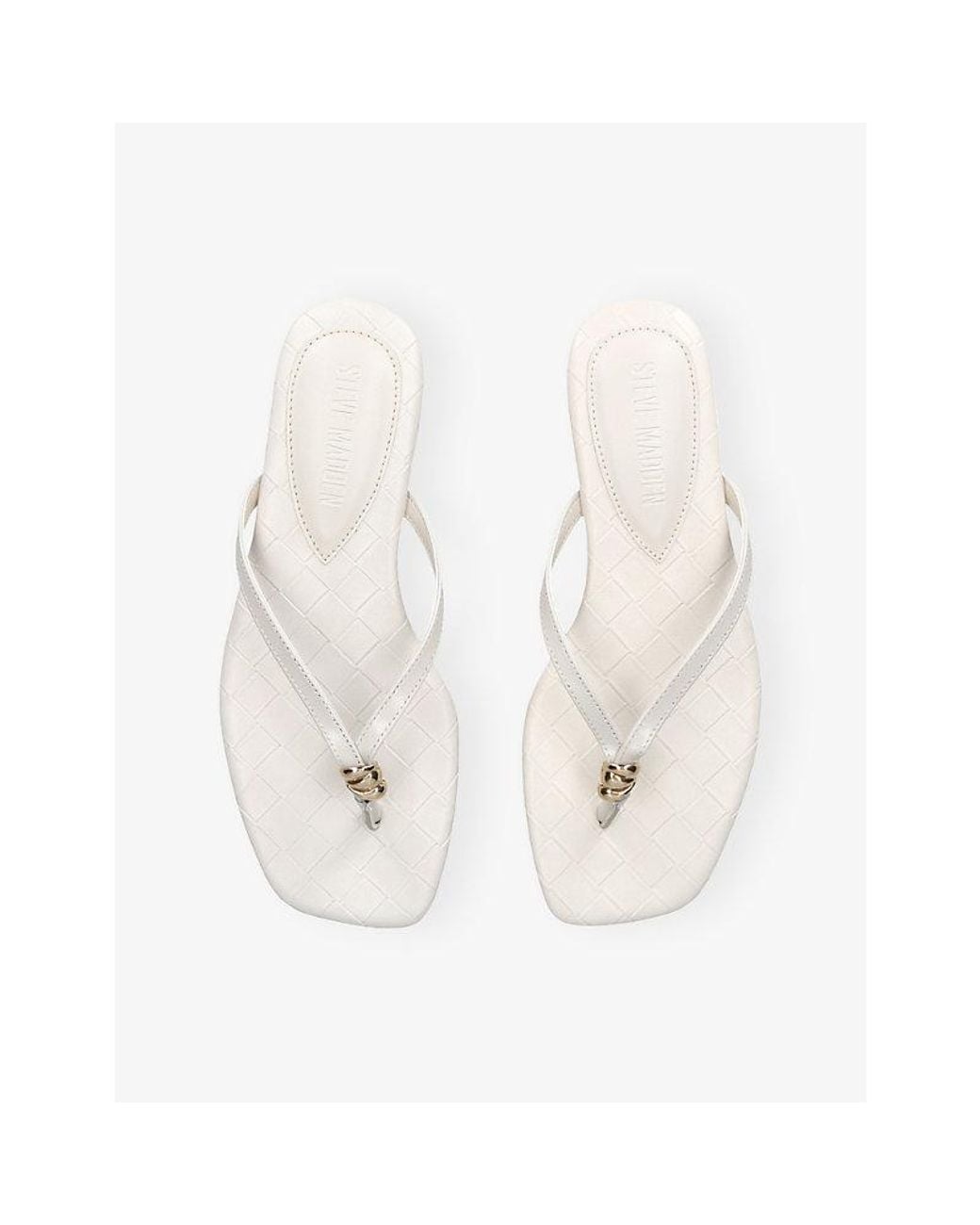 Steve Madden White Maliyah Flat Leather Sandals