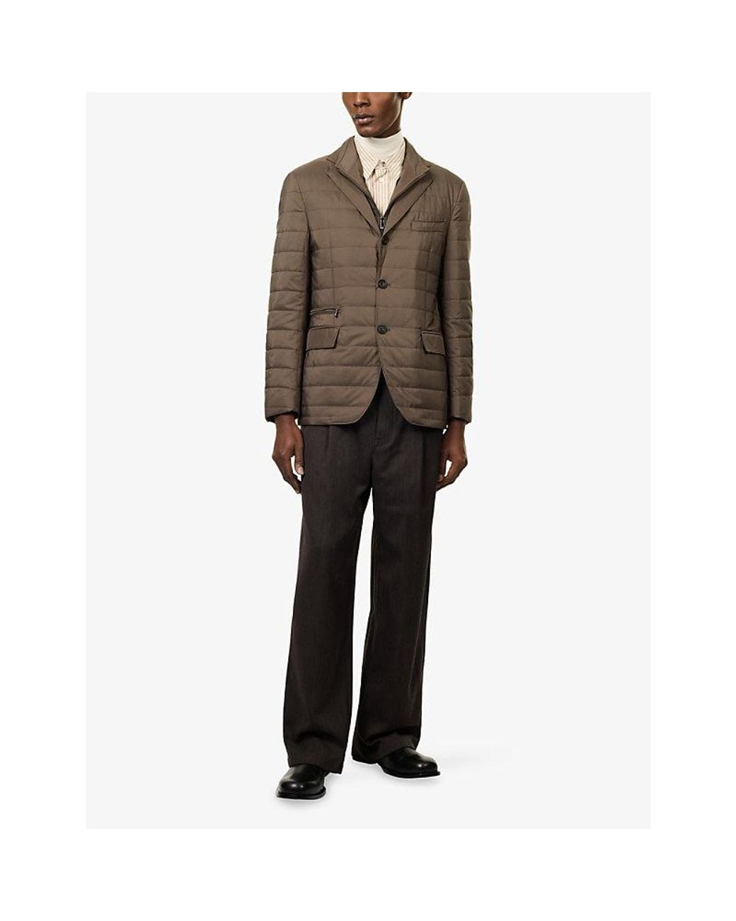 Double Up Shell Corneliani Milestones Quilted Shell Jacket in Brown for Men | Lyst