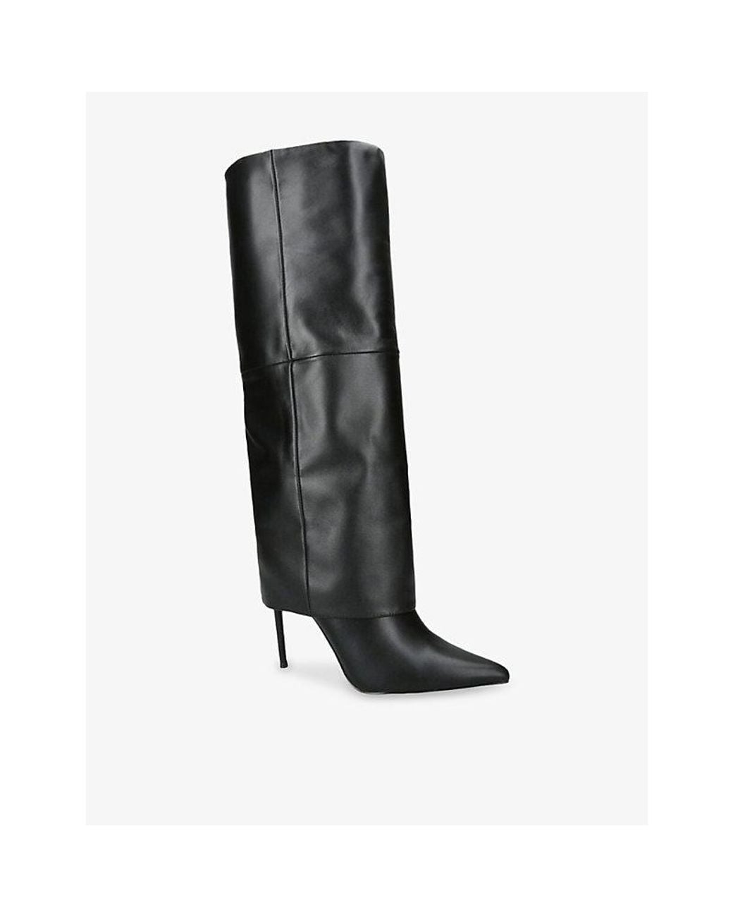 Steve Madden Black Smith Leather Heeled Knee-High Boots