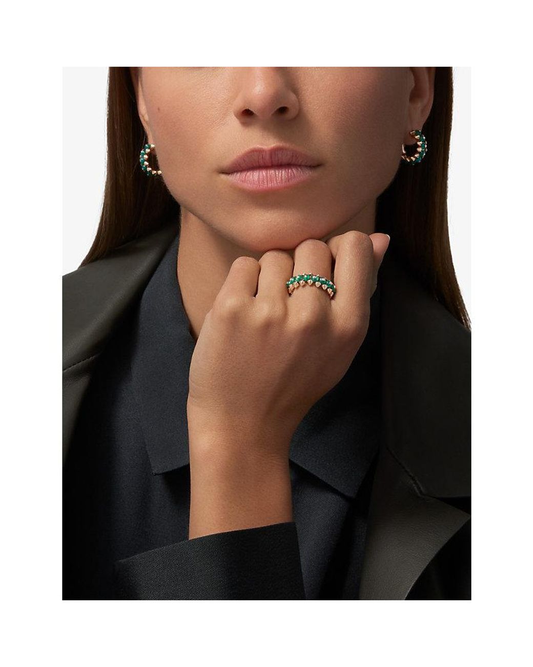 Cartier Metallic Clash De 18Ct Rose- And Agate Hoop Earrings
