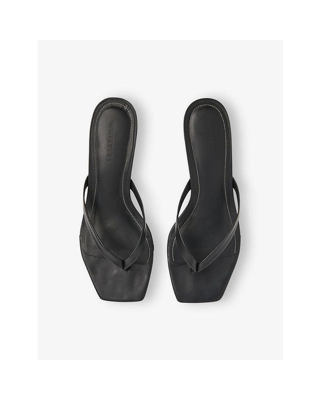 Whistles Black Toe-Post Leather Kitten-Heel Mules