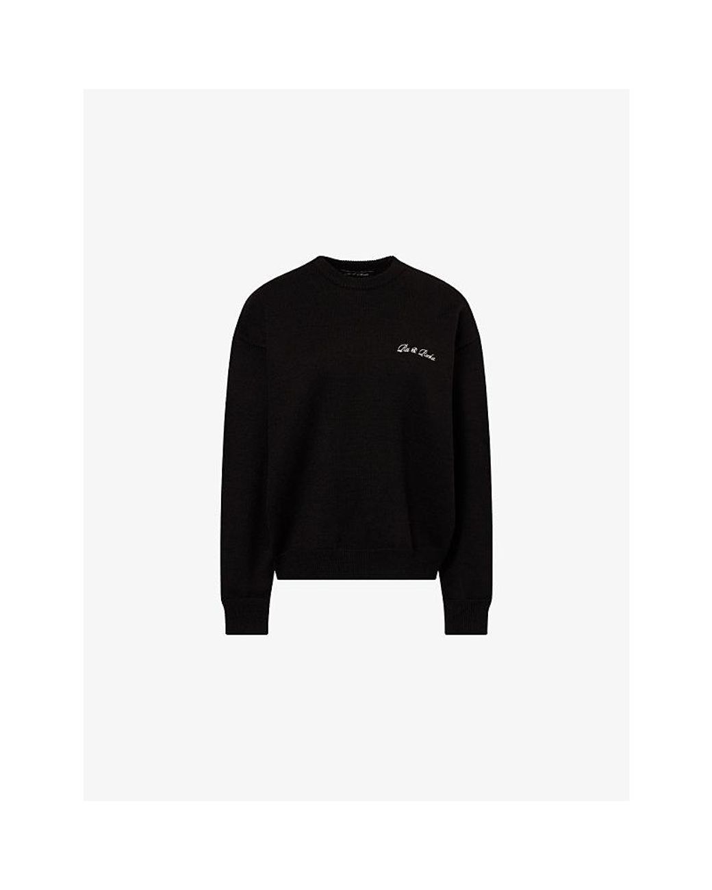 Ru & Rocka Black Logo-Embroidered Round-Neck Knitted Jumper
