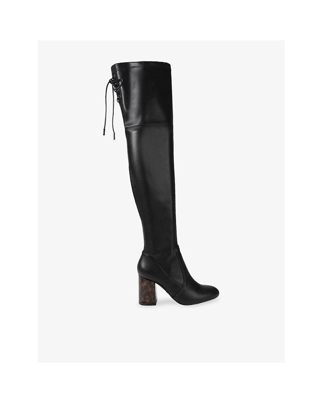 Carvela Kurt Geiger Black Vito Faux-Leather Heeled Over-The-Knee Boots