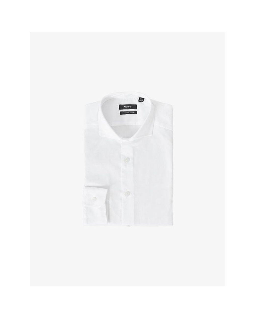 Reiss White Storm Reg Long-Sleev Cotton-Twill Shirt for men