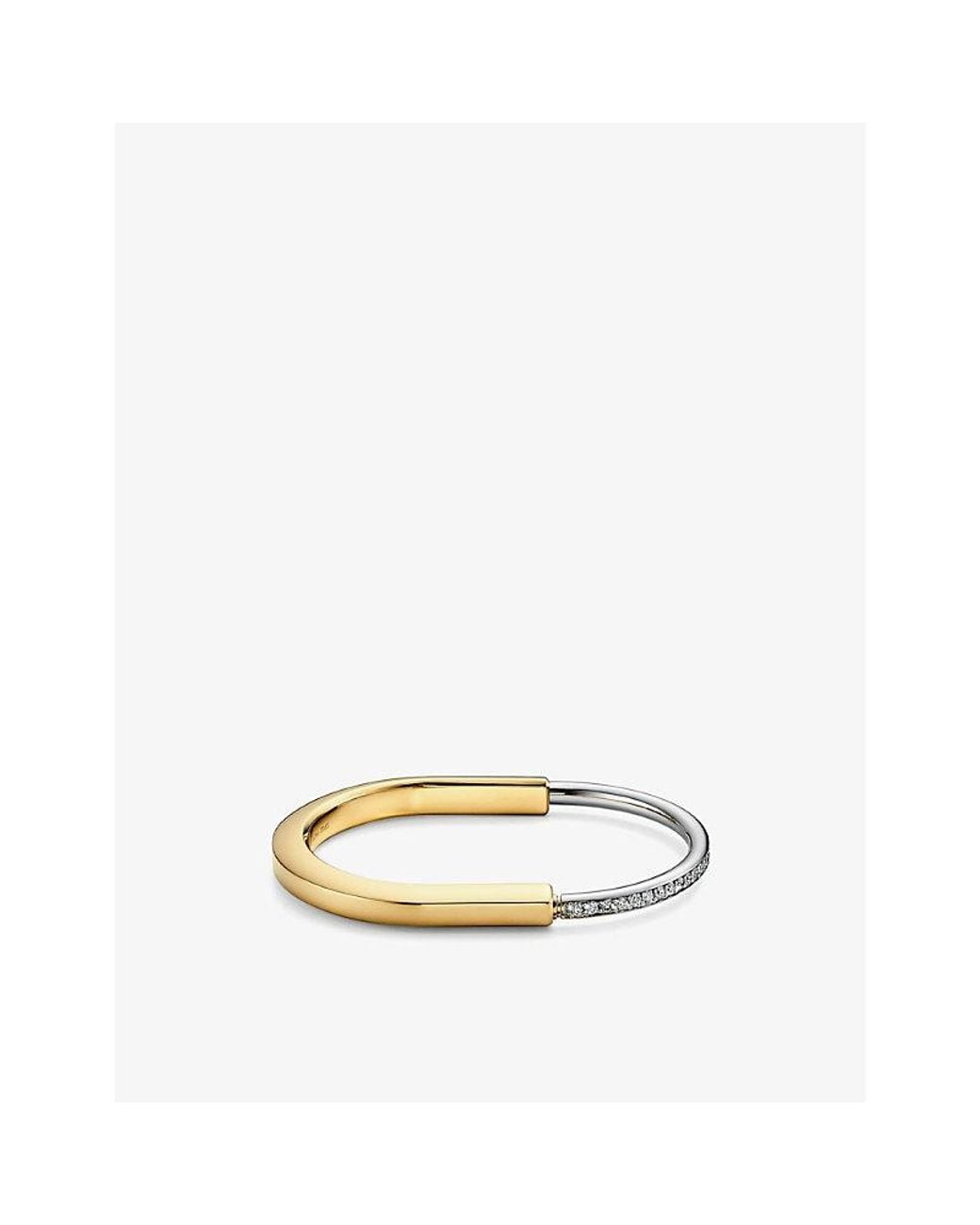 Tiffany & Co Natural Lock 18Ct And- And 1.08Ct Diamond Bangle Bracelet