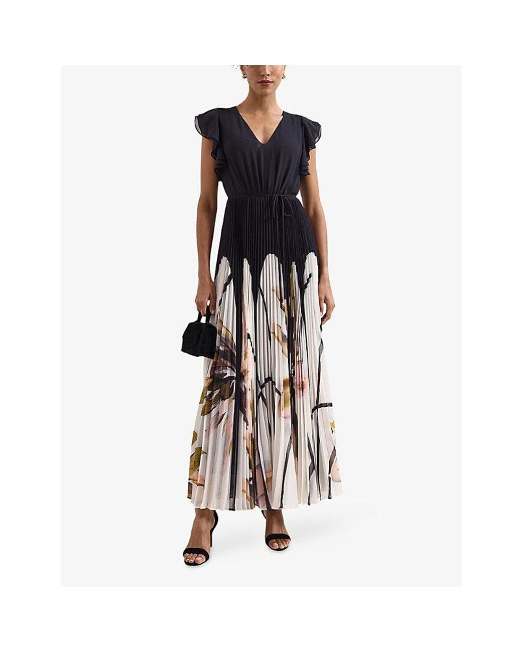 Phase Eight Blue Uma Pleated-Skirt Woven Maxi Dress