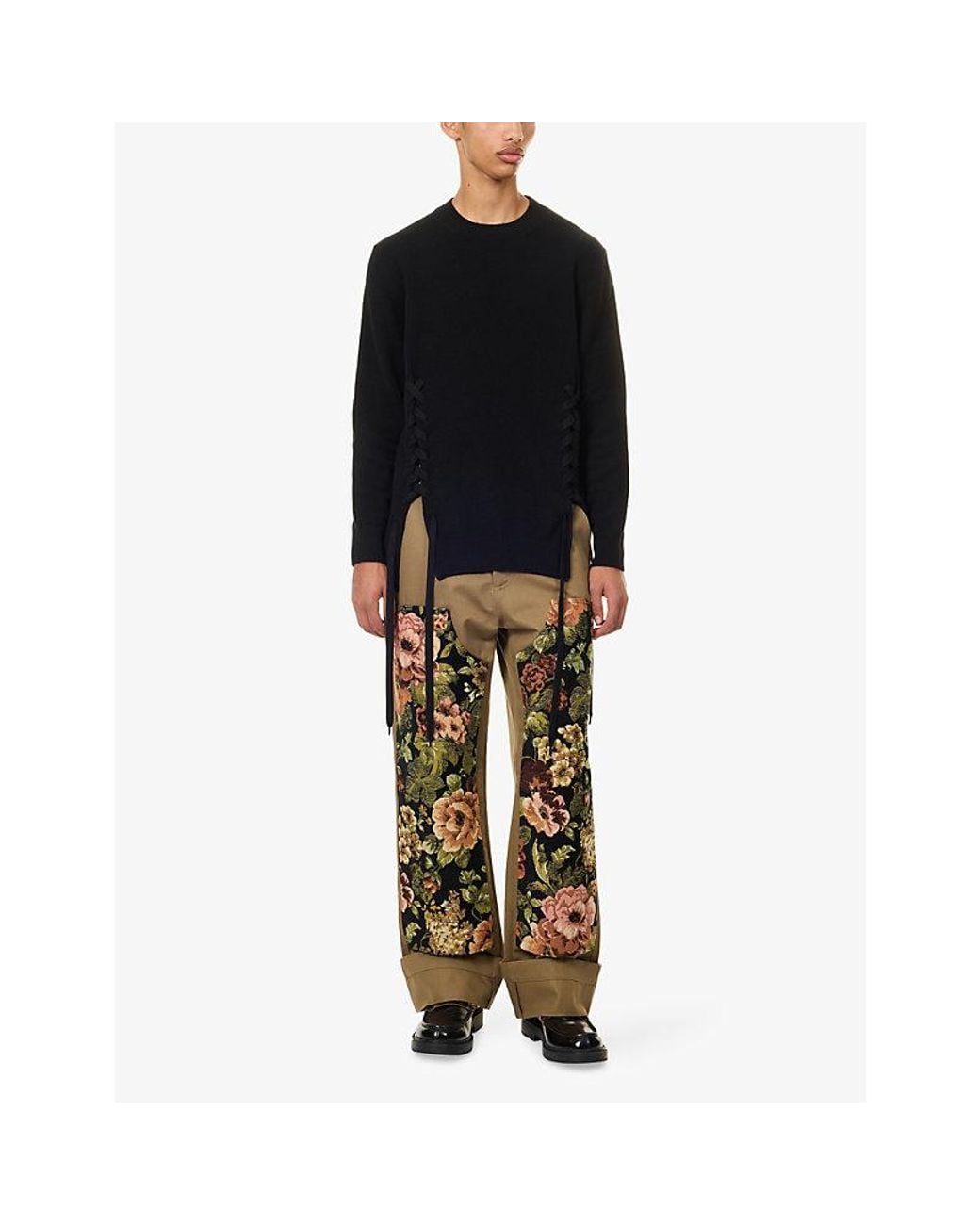 Simone Rocha Black Lace-Up Wool-Blend Jumper for men
