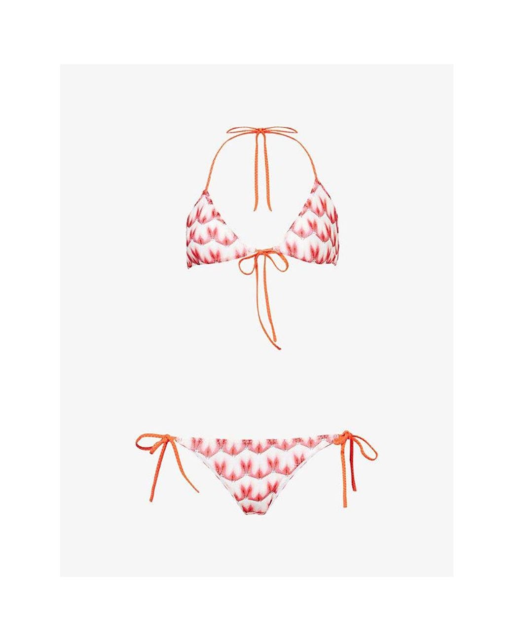 Missoni Red Chevron-Print Raschel Knit Bikini Set