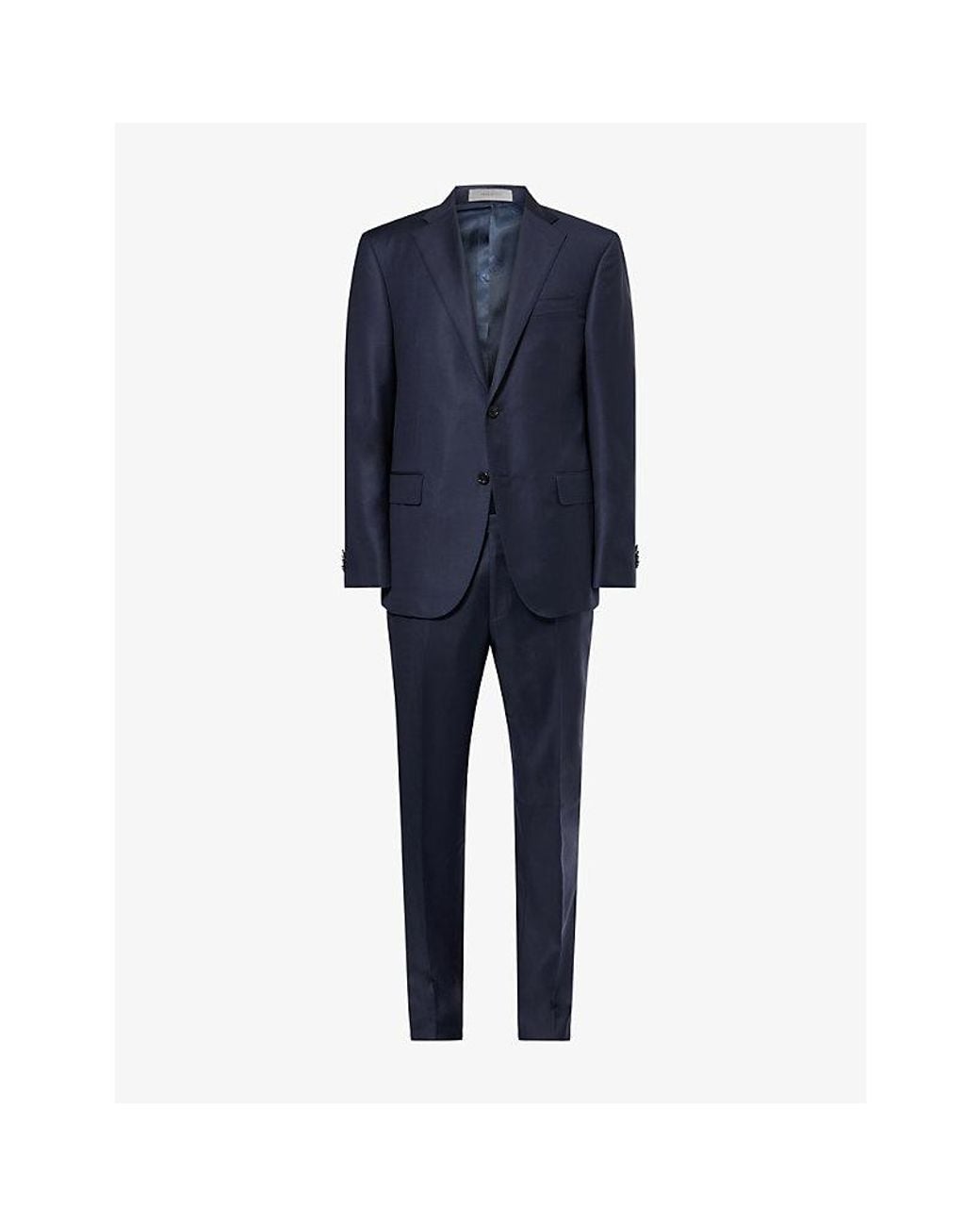 Corneliani Blue Single-Breasted Notch-Lapel Wool Suit for men