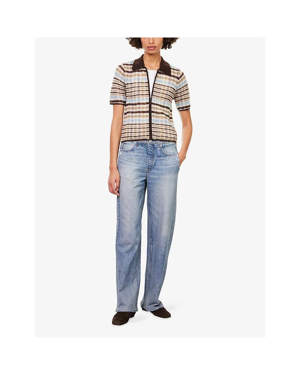 Rag & Bone Blue Miramar Terry Wide-Leg Cotton-Jersey Trousers