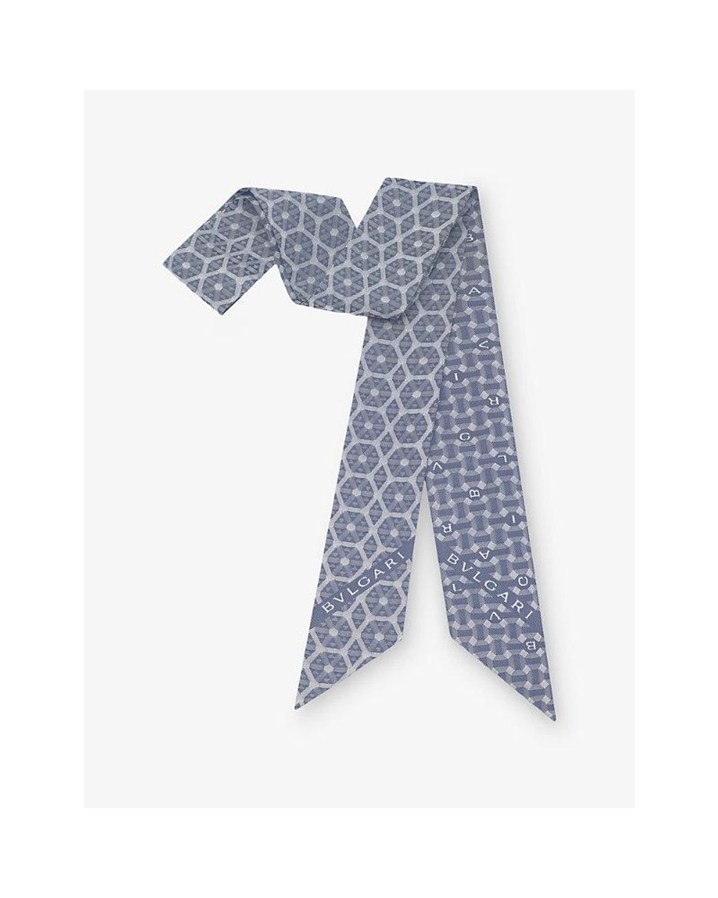 BVLGARI Blue Echi Di Roma Shelley Printed Silk-Twill Scarf