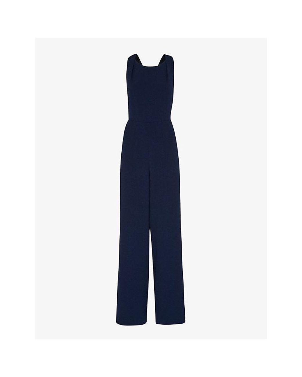 Whistles Blue Tie-Back Maxi Stretch-Woven Jumpsuit
