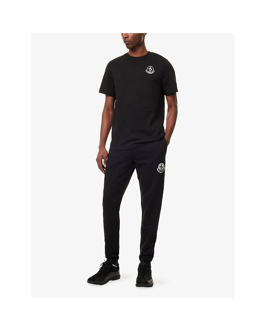Moncler Black Artist Logo-Print Cotton T-Shirt for men