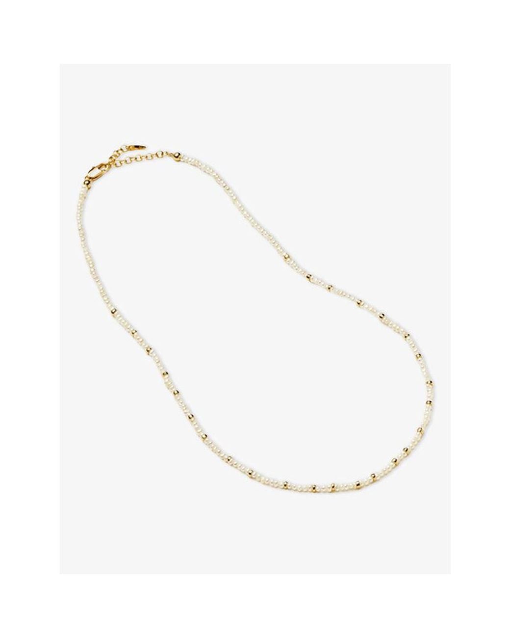 Missoma Metallic Micro Pearl 18Ct-Plated Brass Beaded Necklace