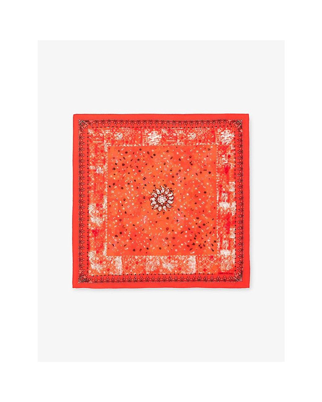 Zadig & Voltaire Red Blondie Bandana-Print Silk Scarf
