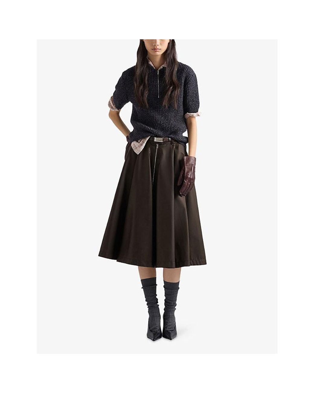 Prada Black Re-Nylon Midi Skirt
