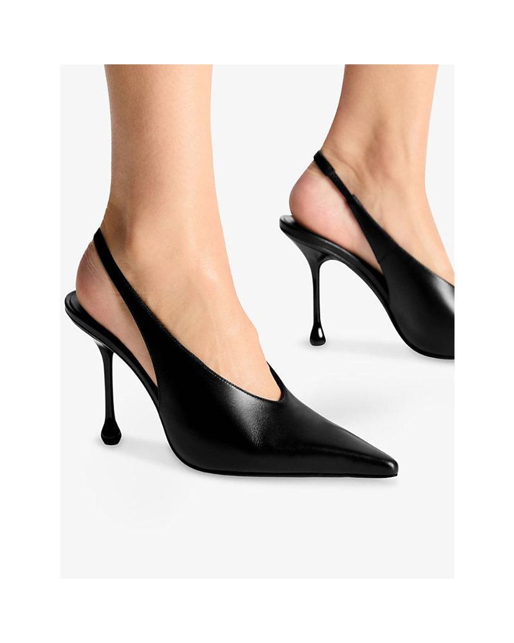 Jimmy Choo Black Isa 95 Slingback Leather Heeled Courts